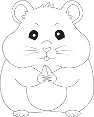 Cute Hamster Coloring Page for Kids and Adults | Printable Pet Line Art