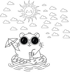 Cute Hamster Coloring Page for Kids and Adults | Printable Pet Line Art