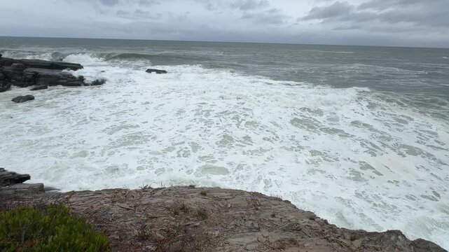 Rocky Stormy Wavy Ocean Shoreline Sweep