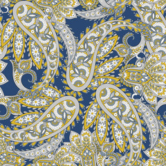 Vector seamless paisley pattern. Vintage flowers background. Decorative ornament backdrop for fabric, textile, wrapping paper, card, invitation, wallpaper, web design
