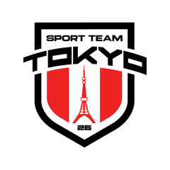 Football or soccer team Tokyo, Japan logo. Tower Logo Tokyo. Icon design. Vector Illustration