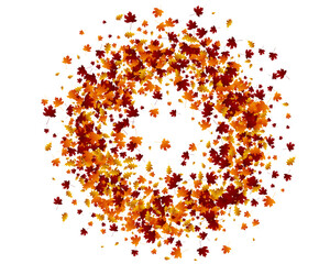 Circular Autumn Maple Leaves Swirl Background Frame