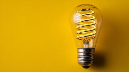 Illuminated Edison bulb with glowing filament on vibrant yellow background sparks innovation and bright ideas for your next project