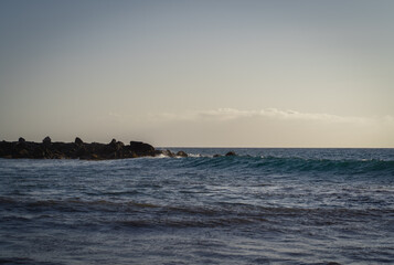Sunset at the beach of Santa Cruz de Tenerife, Canary Islands, Spain