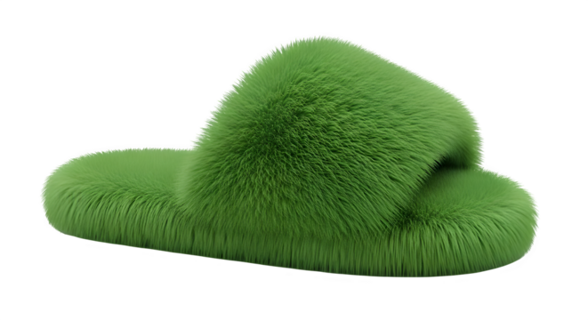 Cozy up with this fluffy green slipper, perfect for relaxing at home and adding a touch of whimsy to your day