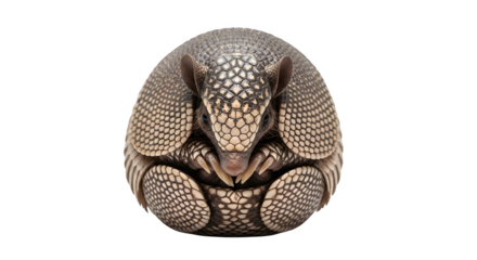 Vulnerable armadillo curled up for protection shows nature's defense and resilience in stunning detail close up