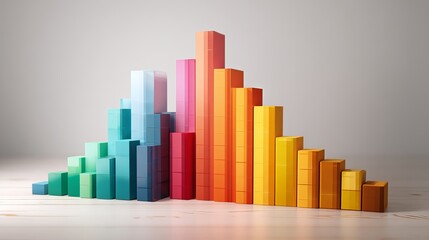 Fototapeta premium Vibrant 3D bar chart showcasing growth and progress, perfect for visualizing business data and financial success in a modern way