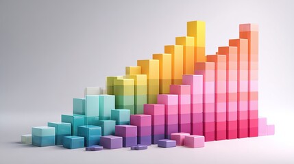 Fototapeta premium Dynamic colorful bar chart showing positive business growth and financial success, perfect for modern data visualization and professional presentations
