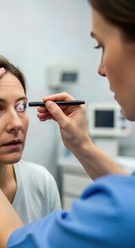 Neurological examination checks for signs of stroke, including transient ischemic attack and minor stroke, assessing for ischemic stroke and hemorrhagic stroke impacts on vision and brain function
