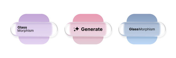 Liquid glass morphism vector design with colorful abstract shapes on white background. UI and UX interface element for visual application.