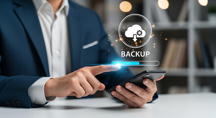 Streamline business data backup on your mobile device with cloud technology, ensuring seamless protection and accessibility with user friendly interface