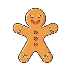 Gingerbread man cookie vector illustration for christmas holiday baking and decoration design