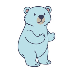 Naklejka premium Cartoon illustration of a cute polar bear standing on two legs for kids and educational use