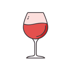 Illustration of a red wine glass for wine tasting events and alcohol beverage related designs and arts