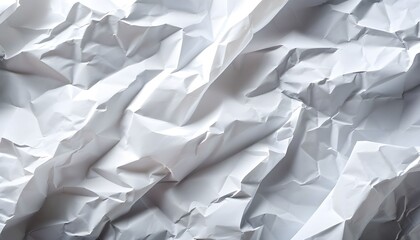 Fototapeta premium Close-up of a crumpled white paper surface, showing intricate textures and shadows.