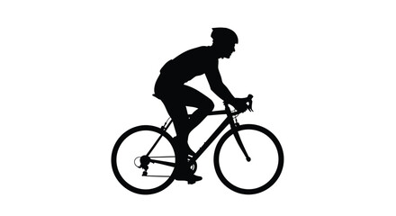 Silhouette of a cyclist riding a road bike in a dark style