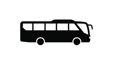 Simple black silhouette of a passenger bus seen from the side view