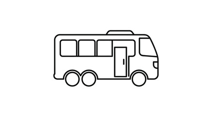 Simple black and white line drawing of a passenger transportation vehicle