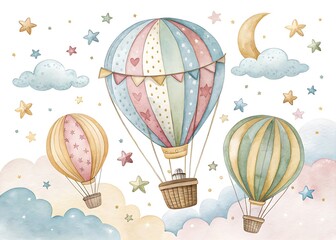 Obraz premium hot air balloon background vector illustration