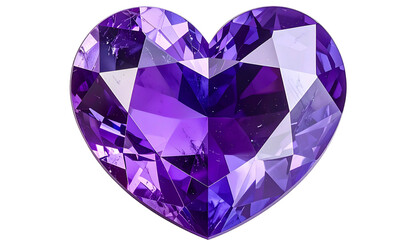 Fototapeta premium A faceted, heart-shaped gemstone displaying a range of purplish hues, with a reflective surface