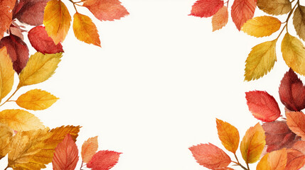 Autumn leaves in watercolour, frames with text space, and hand painting