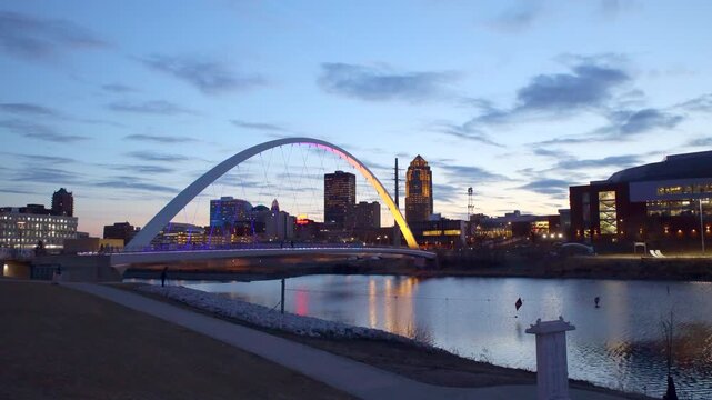 Downtown Des Moines Iowa Sunset Timelapse