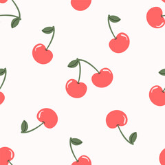 Seamless cherry blossom pattern on a light background. Vector illustration for printing. Cute baby background.