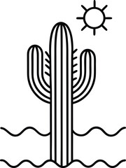 cactus line icon desert minimal style.