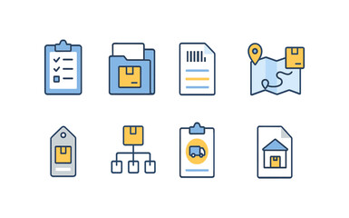 Delivery and shipping line icon set. Logistics, parcel tracking flat illustrations