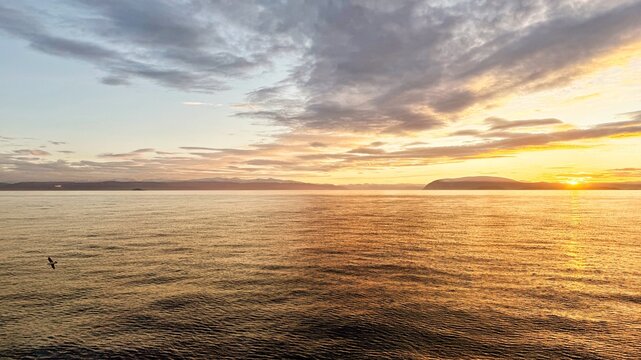 Serene ocean sunrise or sunset - Powered by Adobe