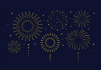 Carnival Fireworks isolated on black background. Vector illustration