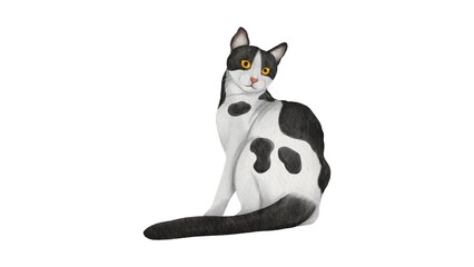 Hand Painted Watercolor Cat Portrait Cute Kitten Illustration for Decor - 1