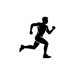 Silhouette Man Running Illustration. Sports, Fitness, Exercise, and Healthy Lifestyle Concept.