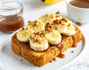 バナナとメープルとナッツのトースト