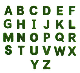 Grass Texture Alphabet Letters A to Z on Black Background, Eco-Friendly Typography Design