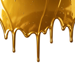 gold glossy varnish dripping texture isolated on white background
