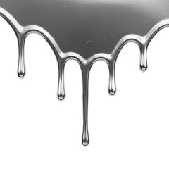 silver glossy varnish dripping texture isolated on white background
