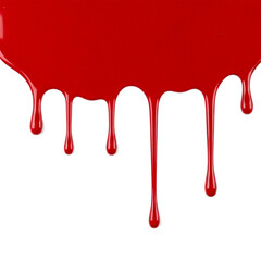 red glossy varnish dripping texture isolated on white background
