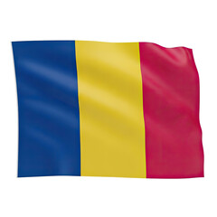 Obraz premium Abstract representation of the Chad flag designed as a stylized outline map of the country with vibrant blue yellow and red vertical stripes creating