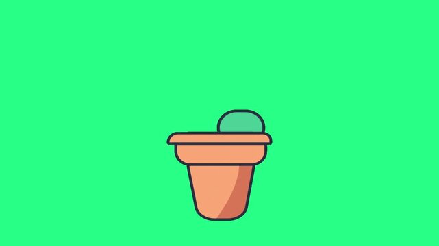 Minimal vector illustration of a beverage cup with lid and layered colors on vivid green background, video loops,  green screen, 4k, footage, 4k footage, slow motion, video wallpaper, animation