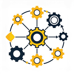 Business icon vector art of circular arrangement of gears and connecting lines