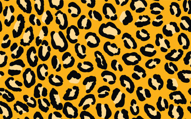 Abstract modern leopard seamless pattern. Animals trendy background. Yellow and black decorative vector stock illustration for print, card, postcard, fabric, textile. Modern ornament of stylized skin.