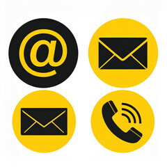Business icon vector art of set of four communication icons email, at symbol, and phone