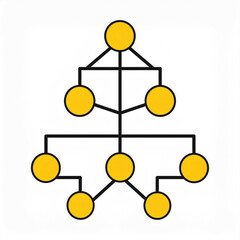 Business icon vector art of simple network diagram with yellow circles