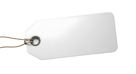 A simple, blank price tag made from paper with a string attached, perfect for adding your own message or price