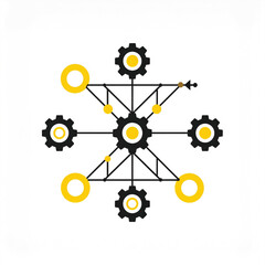 Business icon vector art of abstract network of gears and circles