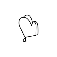 Hand Drawn Outline Vector Illustration of Oven Mitt or Potholder for Kitchen Design