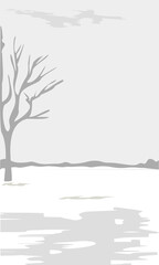 Obraz premium Winter landscape in gray tones