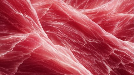 Cultured meat fibers showing natural protein texture and marbling. Close up meat fibers
