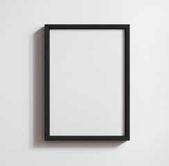 Black framed floated canvas mockup close up,3d render